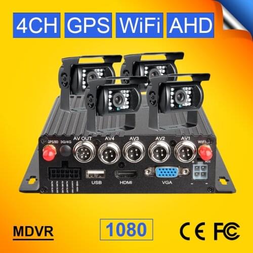 WIFI+GPS 4CH H.264 CAR MDVR VEHCILE VIDEO RECORDER MOBILE DVR WITH 4PCS REAR VIEW PARKING 1.3MP CAMERA REAL TIME SURVEILLANCE