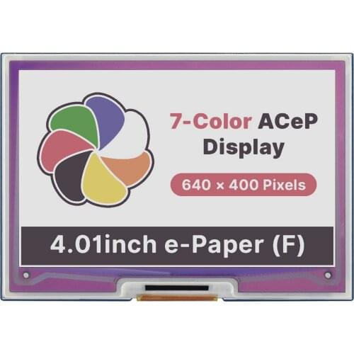 Waveshare 4.01Inch Kleurrijke E-Papier E-Ink Display Hoed Voor Raspberry Pi, 640 × 400 Pixels, Acep 7-Kleur, Spi-interface