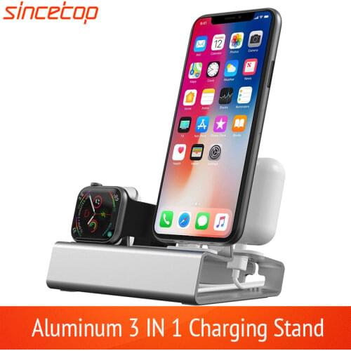 3 in 1 Charging Dock Holder For Iphone X Iphone 8 Iphone 7 Iphone 6 Aluminum charging stand Dock Station For Apple watch Airpods
