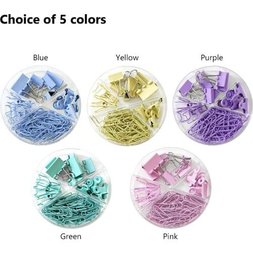 84pcs/box Metal Binder Clip Multicolor Paper Clips Document File Binder School Office Supplies Pink Blue Green Purple Yellow