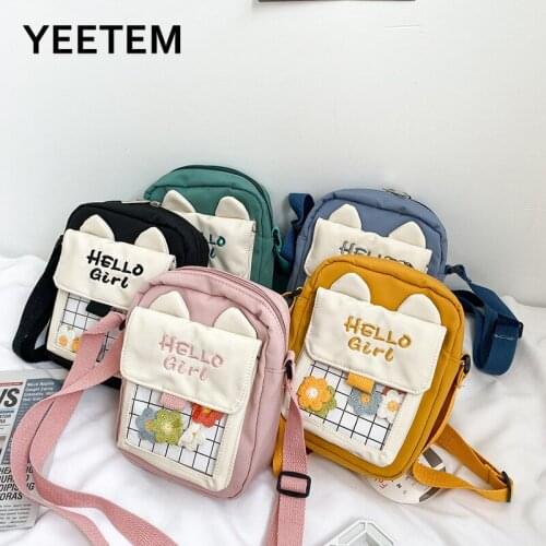 Korean Cartoon Cute Simple Canvas Bag Womens Bag Shoulder Messenger Bag Leisure Transparent PVC Small Square Bag