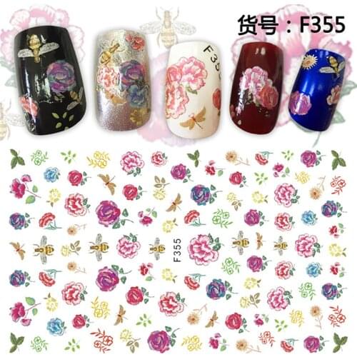 10 sheets flower style ADhesive decals Nail Art decorations Stickers acrylic nail accessories beauty tools F351-360