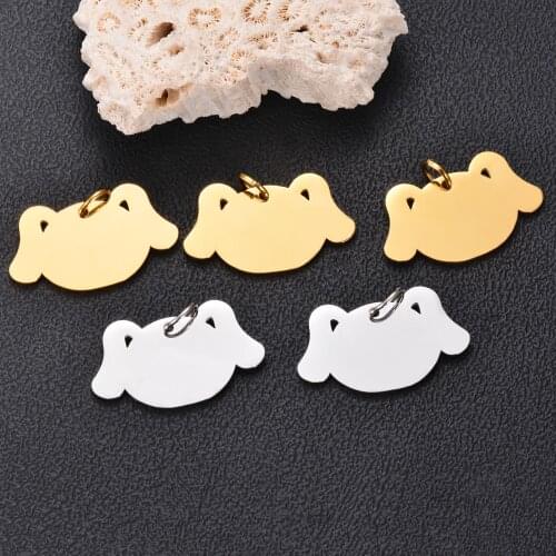 5 Pcs/Lot Stainless Steel Tags Dogs Head DIY Accessory Pendant Mirror Polished High Quality Necklace Jewelry Wholesale