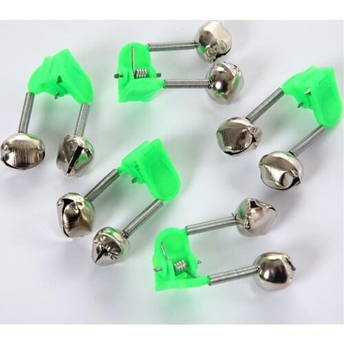 5pcs/lot Qulaity Fishing Rod Stalk Bell Fishing Bite Alarms Rod Clamp Tip Clip Bells Ring Fishing Accessories Outdoor Tools