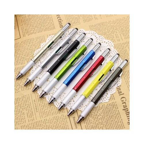 50pcs multifunctional ballpoint pen screwdriver level scale ball pen metal blue pens for office school supplies stationary stylo