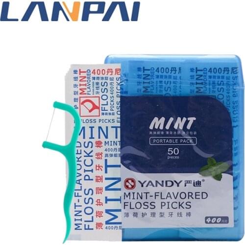 50pcs Portable Mint Dental Floss Teeth Sticks Oral Care Hygiene Toothpick Individual Package With Box