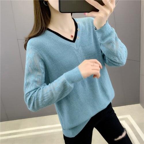 7575 (had 4 row 1) spring clip the new V color knit with thin hollow out long sleeve piece 39