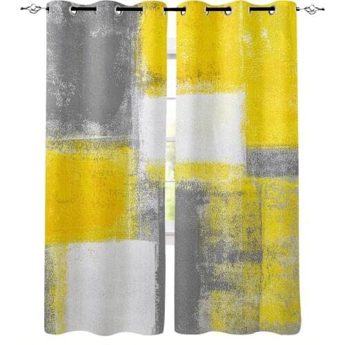 Oil Painting Abstract Geometric Yellow Window Curtains Kitchen bedroom Items Door Curtains Home Curtains for Living Room