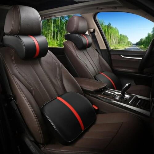 Car Pillow Car secretary Leather Memory Cotton Auto Headrest Neck Rest Cushion Safety Seat Support Pillows Styling Accessories