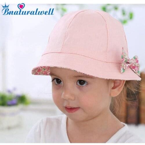 Bnaturalwell Baby Sun Hat Toddler Summer Bucket Hat Panama Baby Girl Floppy Hat Cotton Beach Hat Wide Brim Reversible Bow H019