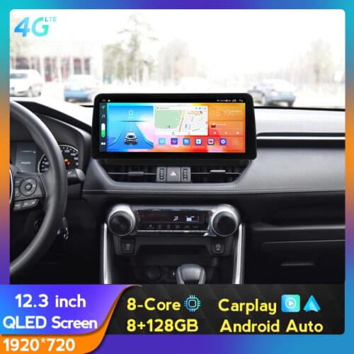 Big Qled Screen 12.3inch Ram 6+128G Car Radio Stereo Multimedia Player For Toyota RAV4 2018 2019 2020 2021 GPS Video Recorder BT