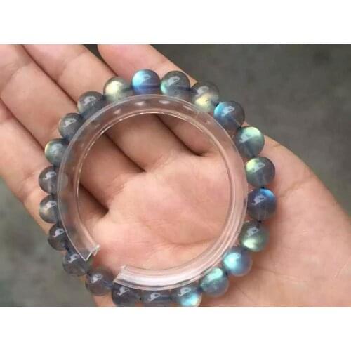 Genuine Natural Labradorite Strong Blue Light Beads Bracelet 8mm AAA