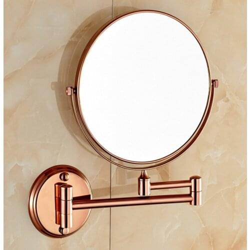 Luxury Rose Gold Extendable 8 inch 3X Magnifying Bathroom Mirror 360 Degree Double Sided Wall Mounted Makeup Mirror