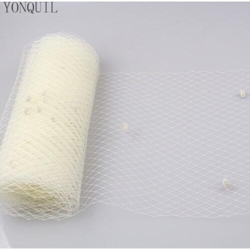 5Yards/Lot Ivory Birdcage Veils with Dot 45CM For Women Fascinator Veiling Headpiece Netting Hats Accessories Bridal Veils