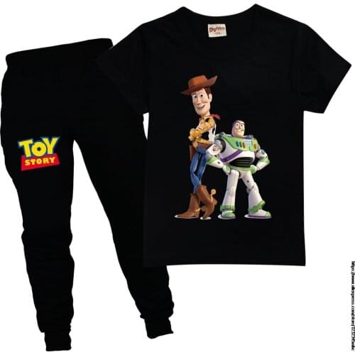 Toy Story Cotton Short Sleeved Printing T-shirt+Trousers Fashion Boys Clothes juvenile 2pcs Suit kids clothes girls clothes