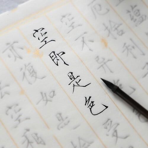 Chinese Calligraphy Practice Copybook for Beginners Slender Gold Script Rice Paper Heart Sutra & Thousand Character Transcribe