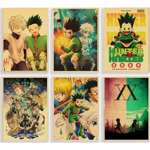 Classic Japanese Anime Popular Hunter X Hunter Poster Retro Poster Wall Art Home Bar Decor Single Prints Kraft Paper Animation