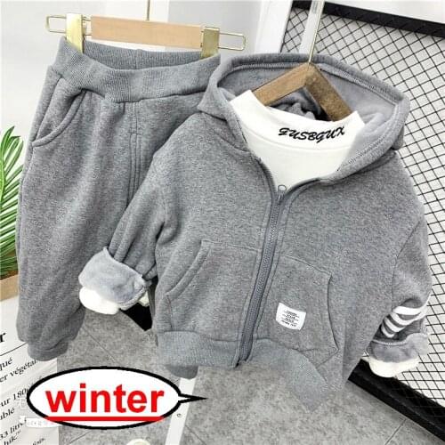 Baby Set Toddler Boy Girls Clothes Fashion Suit Kids Winter Children Set Boys Plush Velvet Coat+T-Shirts+Pants 3pcs Outfit 2-6Y