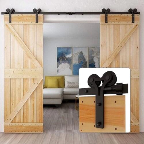 JACHOR 1200-4870mm Y-Shaped Barn Door Slide Hardware Kit Sliding Door Hanger System Double Door Roller Track Fittings