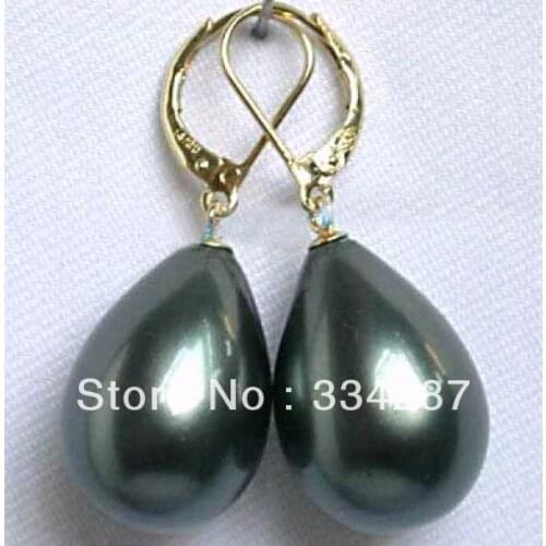 Beautiful Black Shell Pearl Drop Earrings