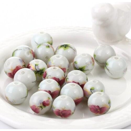 Flower Design Rondelle Glass Beads 12mm Bijoux Parts Bead Diy Jewelry Fittings Bisuteria Craft Material 30Pcs/lot