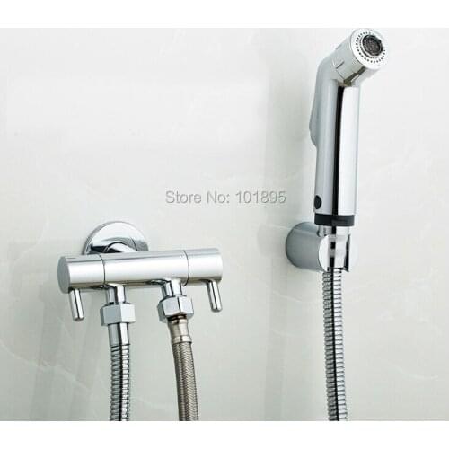L16907 Wall Mounted Chrome Finish Brass Faucet with ABS Sprayer