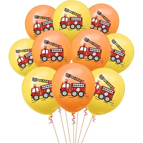 10pcs Birthday Fireman Sam Party Latex Balloons Kids Favors Party Gift Cars Fire Truck Balloon Firefighter Party Decor Supplies