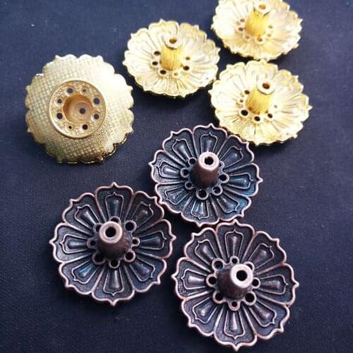 Lotus Bronze 9 Holes Censer Plate for Cone Burner Holder Incense Holder Copper Nine-hole Incense Holder Seat Copper Cone Statue