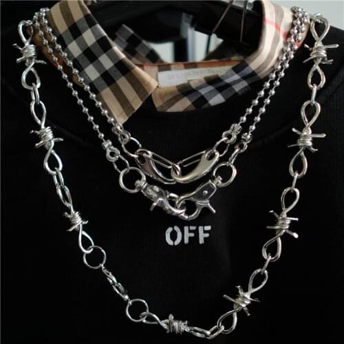 Fashion stainless steel titanium steel ball chain hip hop accessories metal clavicle chain punk necklace