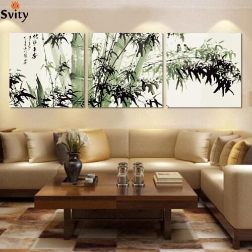 Fashion large canvas art cheap modern abstract bamboo canvas wall art landscape oil painting pictures for living room NoFrame