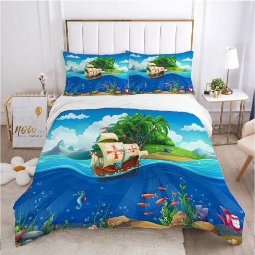 Cartoon Kids Bedding set for Children baby boy girls Duvet cover set pillow case Bed linens Quilt cover underwater world ship