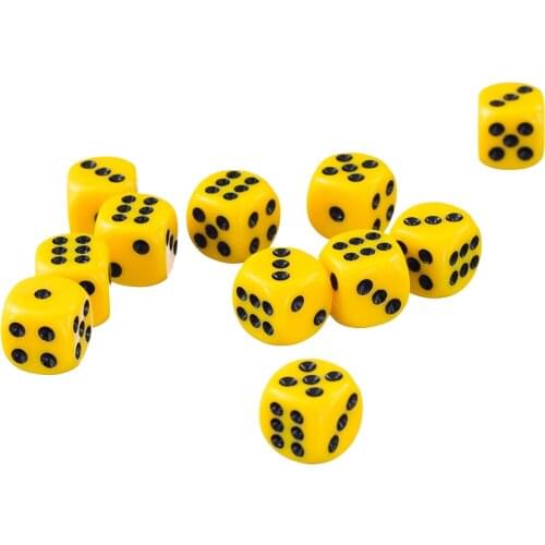 50pcs Yellow Opaque Six Sided Spot Dice Set D6 RPG D&D NEW Role Playing Dice Games 12mm