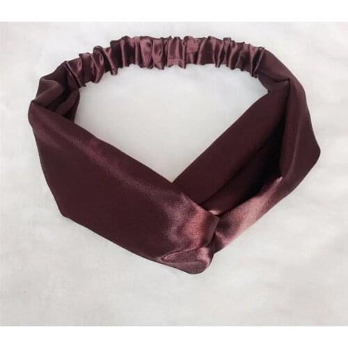 Solid Color Women Silk Hairband Knotted Elastic Hair Band Retro Cross Headbands Bandanas Satin Headwrap Turbans Hair Accessories