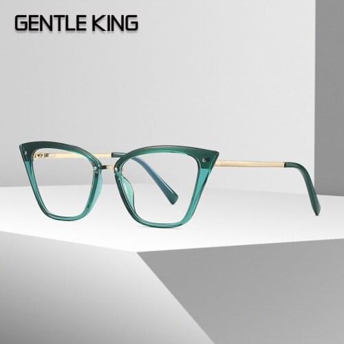GENTLE KING Cat Eye Anti Blue Light Optical Glasses Frames Metal Women Men TR90 Fashion Computer Eyeglasses