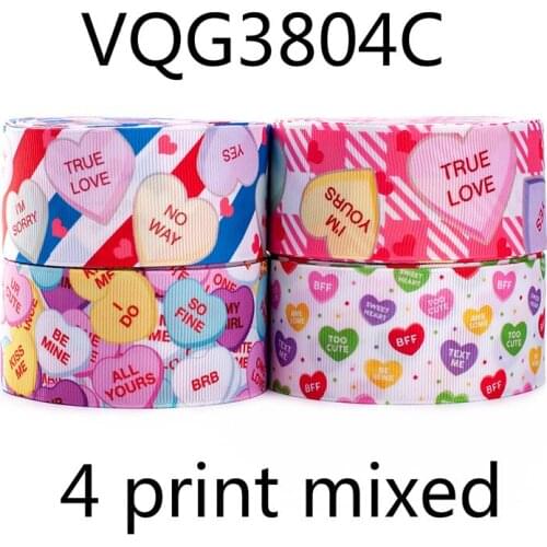 Mix 4*1/6*1/9*1 Yards 38mm Grosgrain Heat Transfer Printed Ribbon for Crafts Valentines Day Gift Package