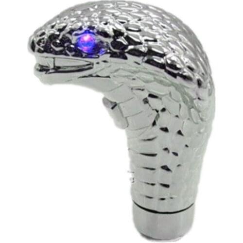 Car Manual Gear Shift Knob Stick Led Eyes Chrome Cobra Snake Cool Shift Lever 1XCF