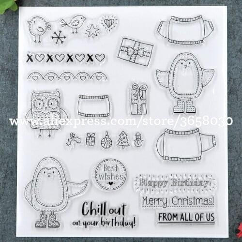 Merry Christmas Best Wishes Owl Scrapbook DIY photo cards rubber stamp clear stamp transparent stamp 18.5x20.5cm 8101572