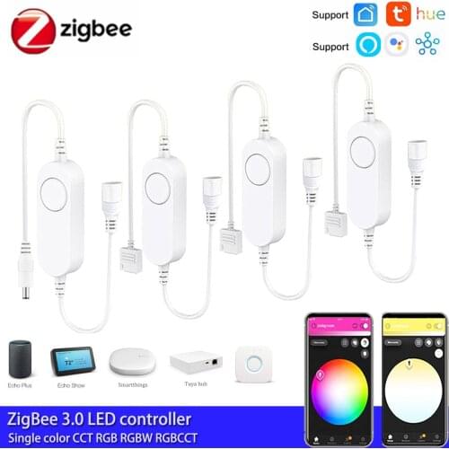 5-24V Zigbee 3.0 DW/CCT/RGB/RGBWW/RGBCCT LED Light Strip Wireless Remote Controller For Tuya Alexa Smartthings hu*e Zigbee2MQTT