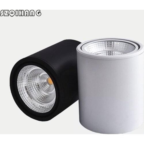 COB Surface Mounted LED Downlight Dimmable 10W/15W/20W/White/Black Housing AC85-265V COB Led Ceiling Spot Light