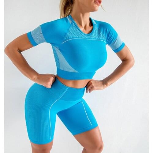 NORMOV Fashion Top For Women Workout Stripe Patchwork O Neck Short Sleeve Backless Nylon Tops Skinny Dot Summer Tops Feminina