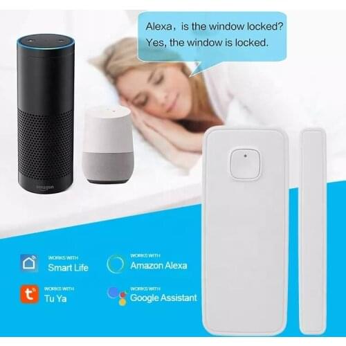 Tuya Smart Home WiFi Door Sensor Alarm Window Open Closed Detectors Magnetic Switch APP Alert Security System With Alexa Google
