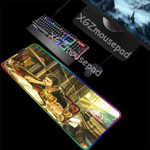 XGZ Custom Large RGB Gaming Mouse Pad Black Lock Edge Japanese Anime One Piece Chopper Computer Table Mat Speed Rubber Non-slip