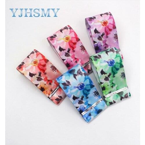 YJHSMY I-19906-2099,38mm 10yards Flower thermal transfer printing grosgrain ribbon, bow DIY handmade accessories decoration