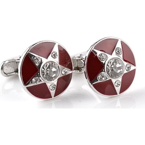 Pentagram cufflink Business French Shirt Cuff Links New Trendy Red Enamel Cufflinks Classic Luxury Rhinestone Round Cuff Buttons