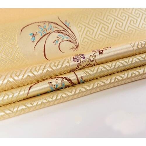 New arrival Yellow Plum style Metallic Jacquard Brocade Fabric,3D jacquard yarn dyed fabric for Women Coat Dress Skirt by Meter