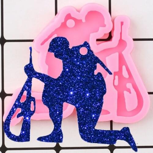 Soldier Gun Keychain Silicone Molds Key Ring Pendant Epoxy Resin Mold Jewelry Making Polymer Clay Mould Custom Moulds