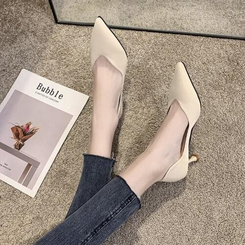 Women High Heels Shoes Patent Leather Pumps Sexy Pointed Toe Ladies Slip On ress Shoes Female Fashion Autumn Footwear W32-35