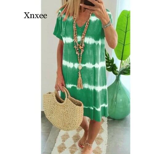 Women Casual Dress For Womens Summer 2020 Female Short Sleeve Plus Size Dresses Female Loose Beach Vestidos 5XL candy color