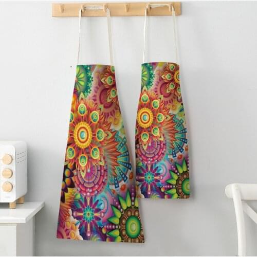 1Pcs Mandala Deer Kitchen Aprons For Parent child Cotton Linen Bibs Household Cleaning Pinafore Home Cooking Apron