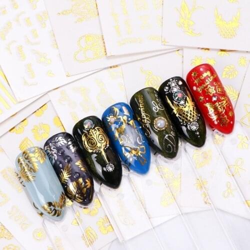 16Pcs/20Pcs Gold Sliver Water Transfer Nail Art Slider Sticker Flower Jewelry Snowflake Glitter Nail Foil Manicure